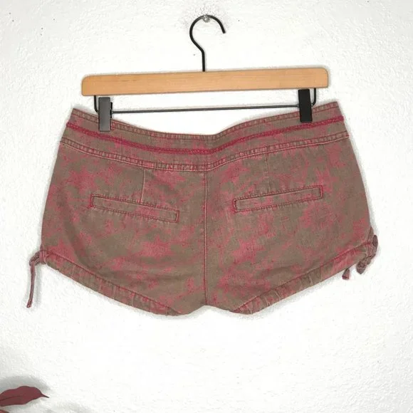 Free People Pink Gray Cotton Shorts Side Tie Shorty Shorts Low Rise 2 - Picture 5 of 7